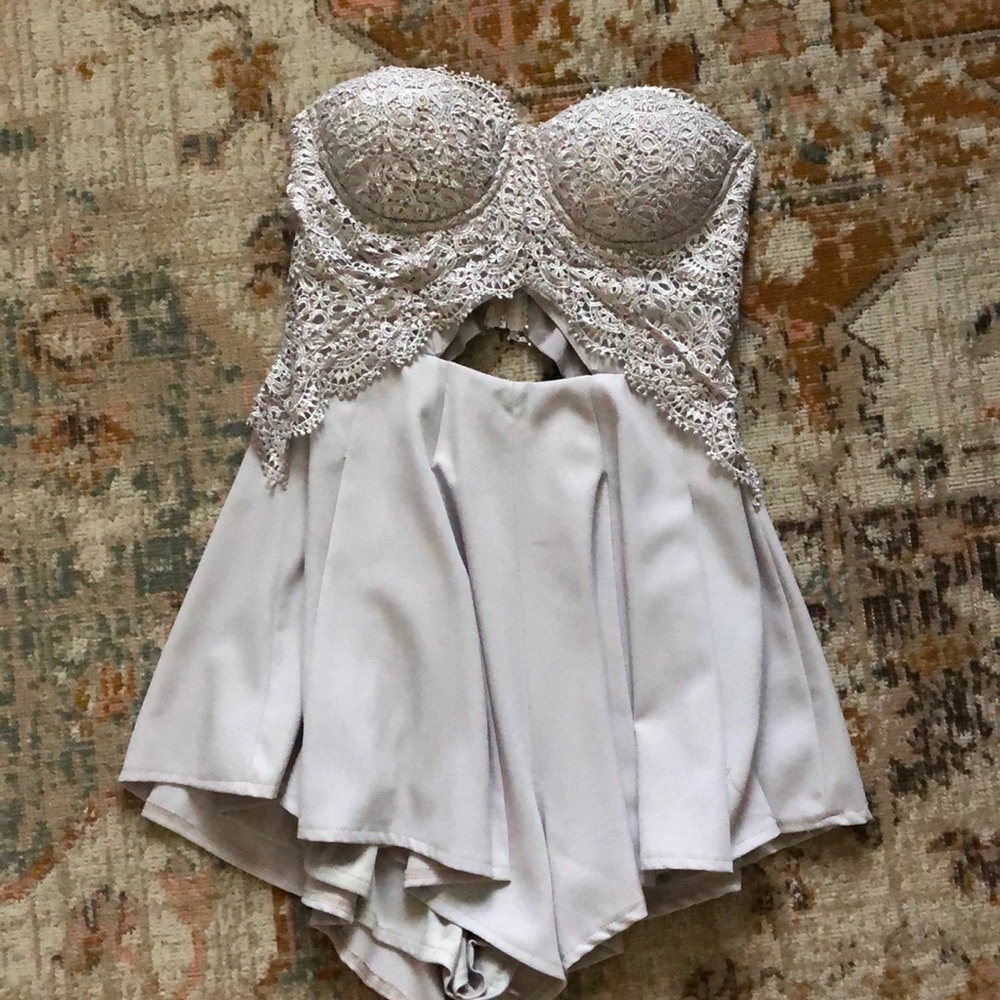 Grey lace romper